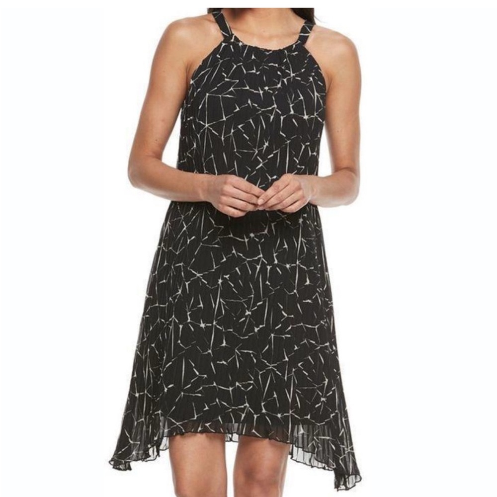 Apt 9 Pleated A-line Dress NWT black/white size 14